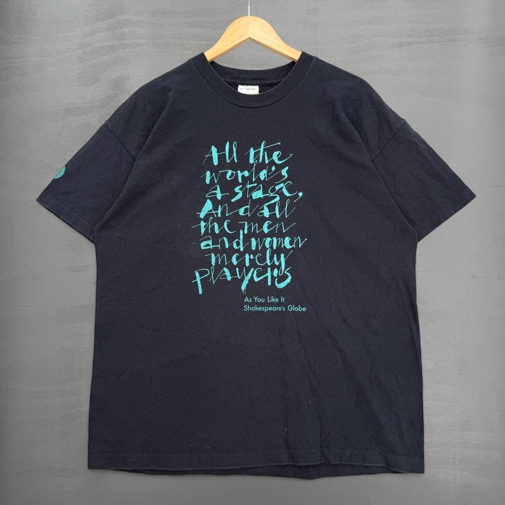 Screen Stars Shakespeare Globe T Shirt Vintage Black As You Like It Quote XL